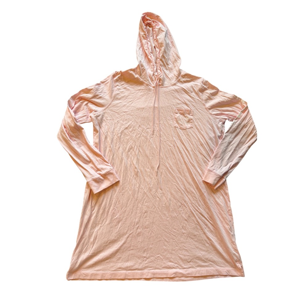 Vineyard Vines Womens XL Pink Hooded Long Sleeve Cotton T-Shirt Dress Whale